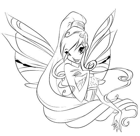 Coloring Stella with one ponytail. Category Winx. Tags:  Character cartoon, Winx.