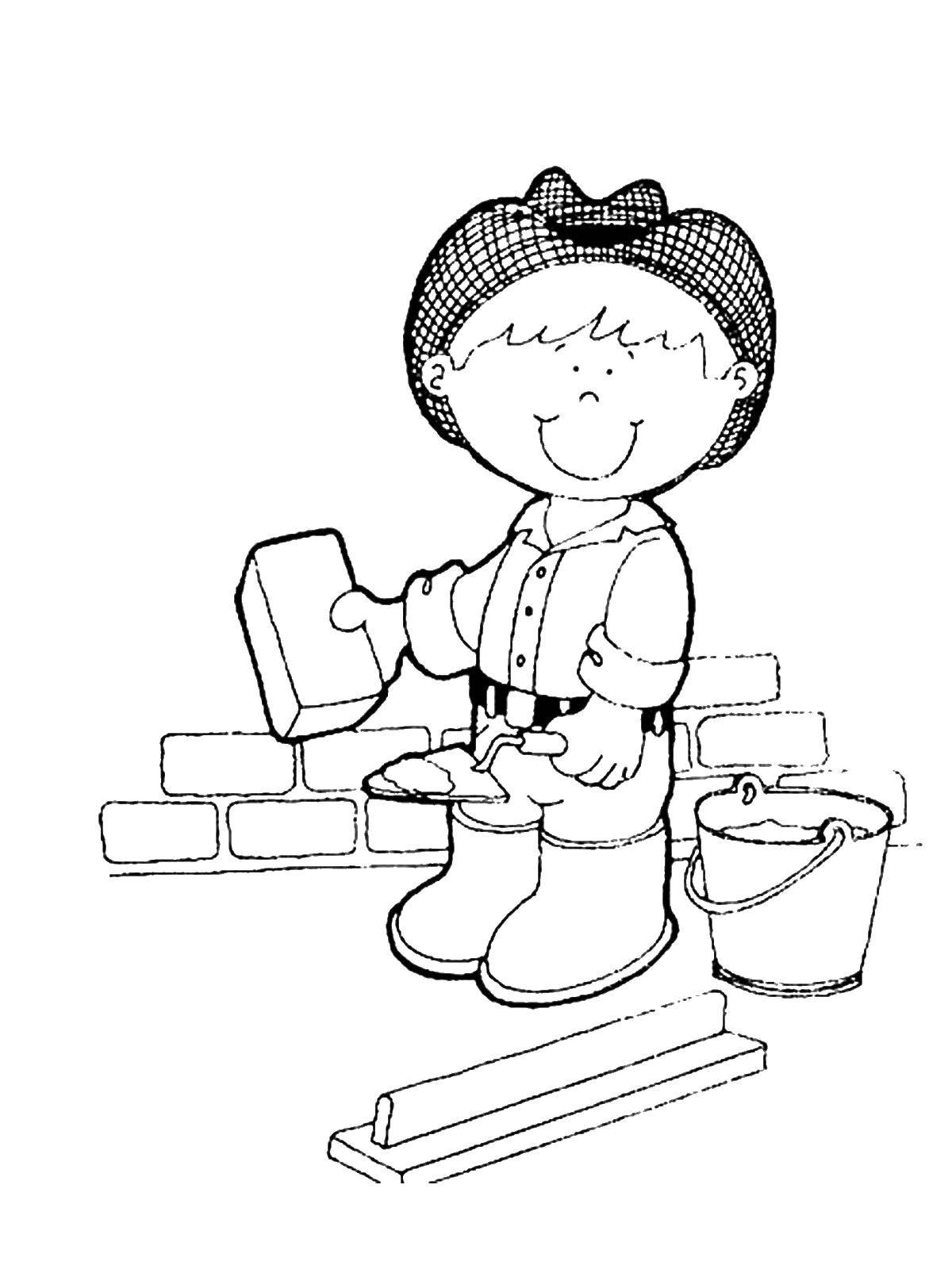 Coloring Builder, construction. Category a profession. Tags:  Profession.