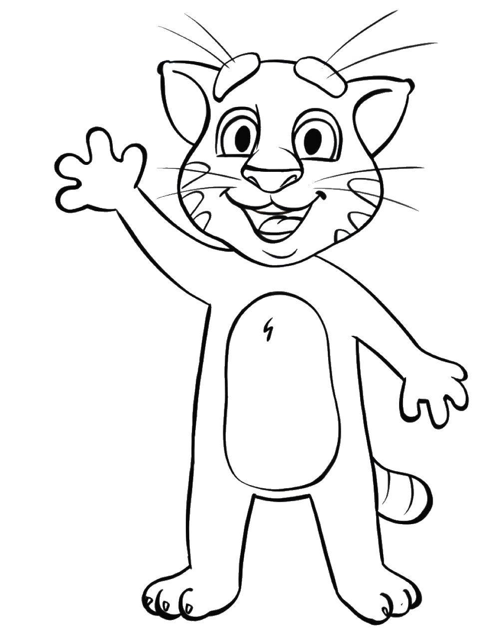 Coloring Tom waved his hand. Category coloring. Tags:  games, Tom, cat.