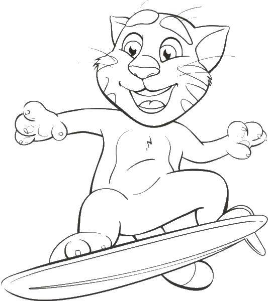 Название: Раскраска Том на скейте. Категория: раскраски. Теги: игры, Том, кот.