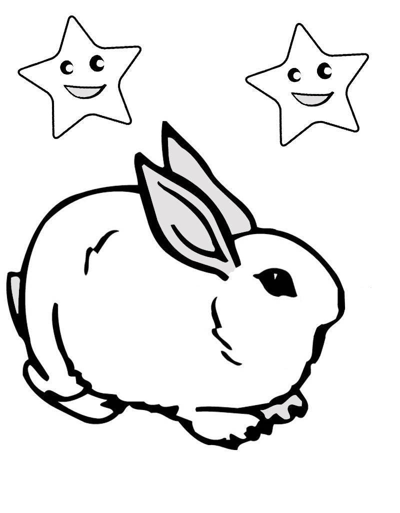 Название: Раскраска Зайчик  со звездами. Категория: домашние животные. Теги: заяц, кролик.