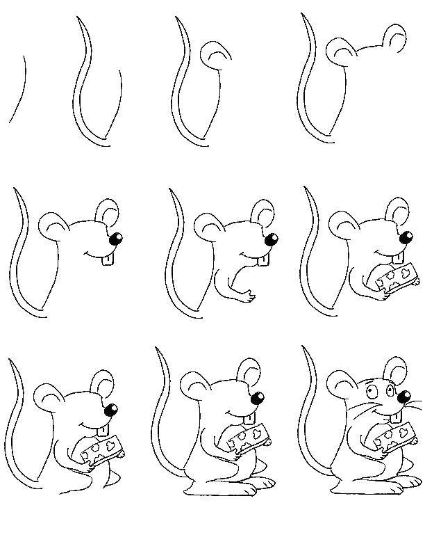 Название: Раскраска как нарисовать мышку. Категория: раскраски. Теги: как нарисовать, мышка.