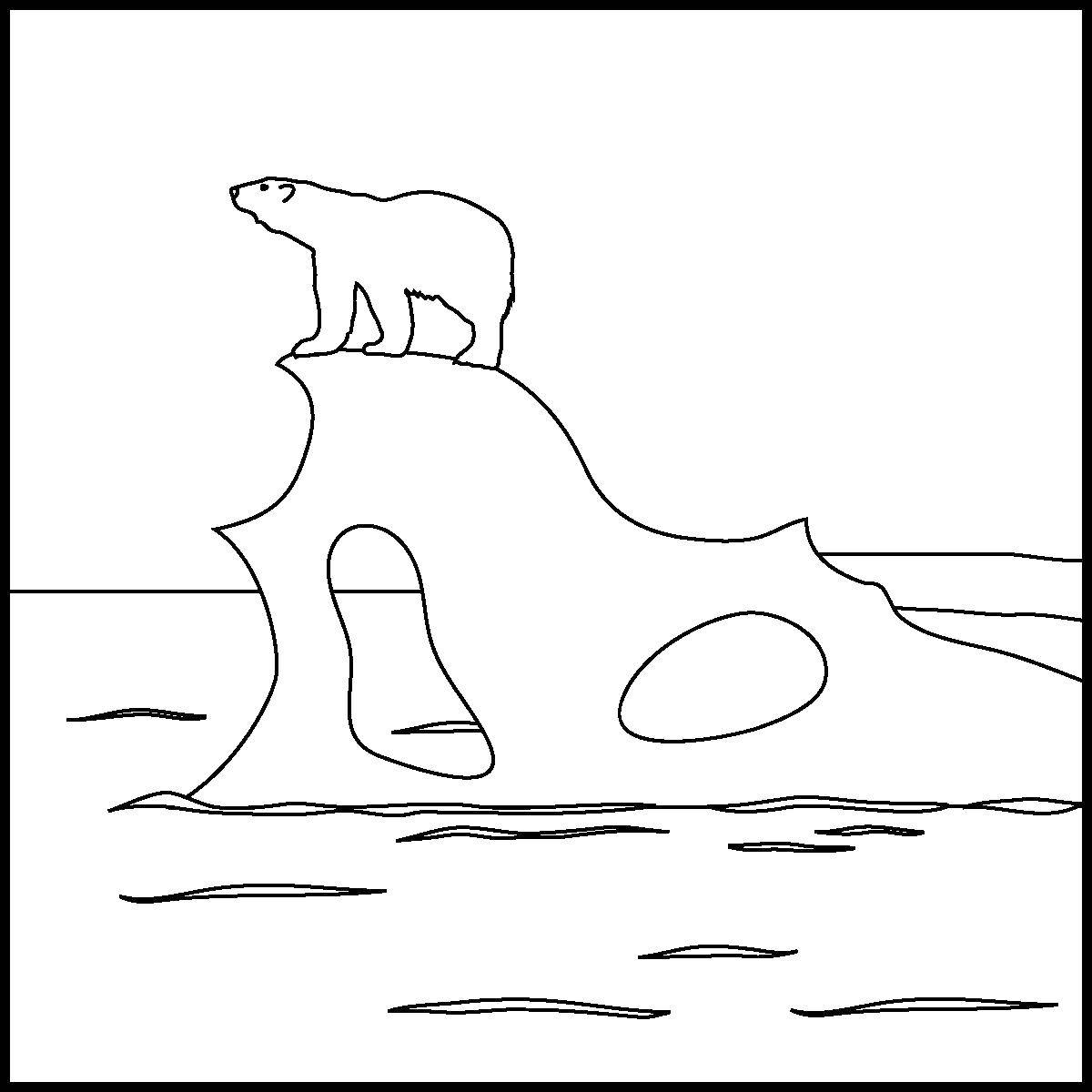 Coloring Polar bear on an iceberg. Category Animals. Tags:  animals, polar bears, sea.
