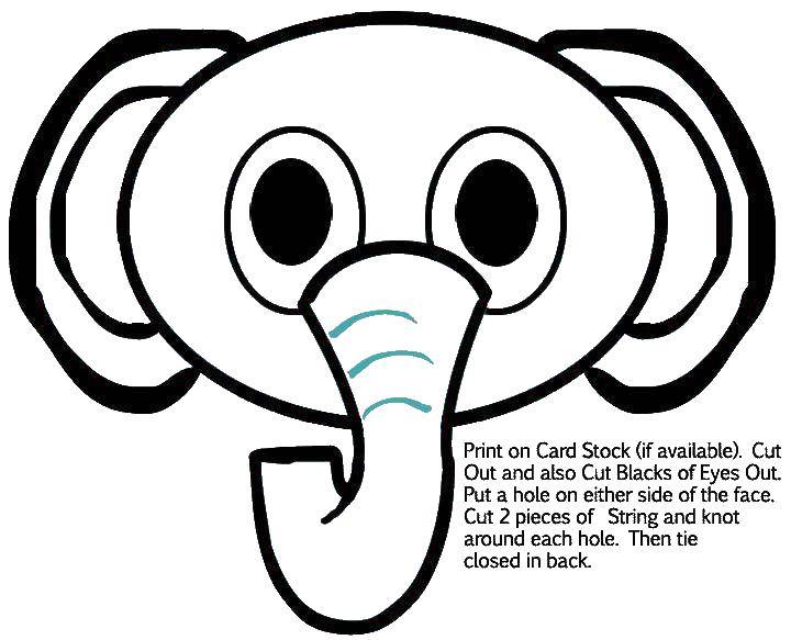 Название: Раскраска Маска слон. Категория: маска. Теги: маска, слон.