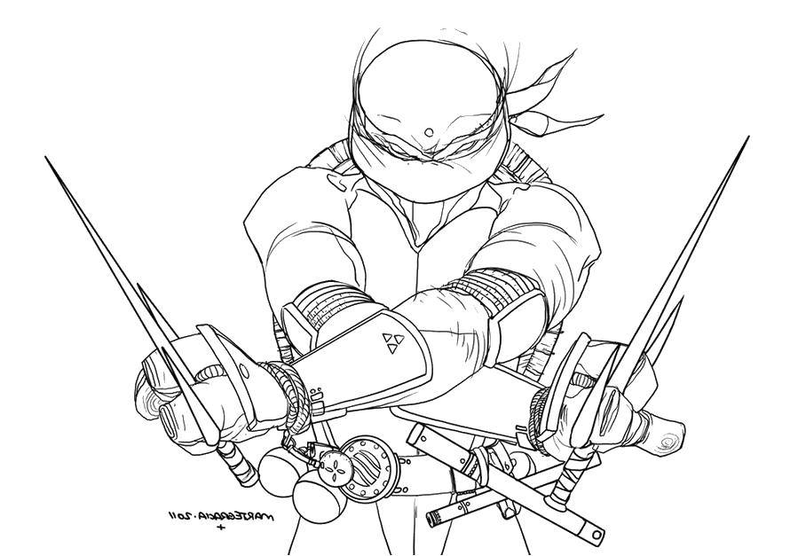 Coloring Sharp weapon Raphael. Category teenage mutant ninja turtles. Tags:  Comics, Teenage Mutant Ninja Turtles.