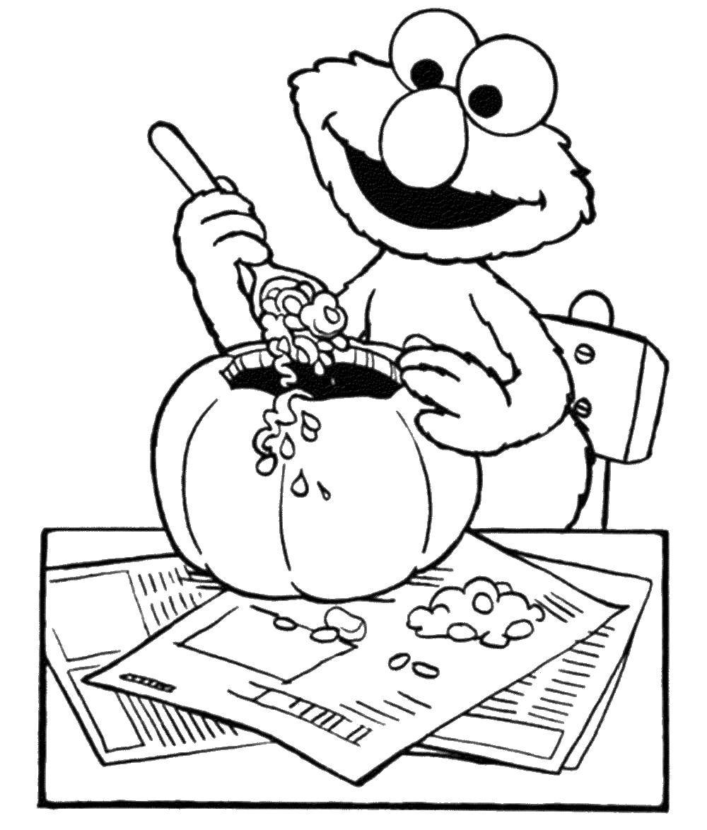 Coloring Eating pumpkin. Category Halloween. Tags:  Halloween, pumpkin.