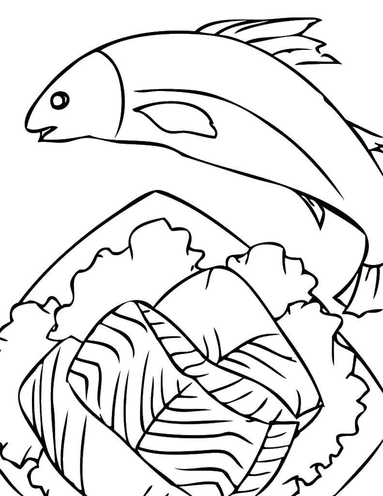 Название: Раскраска Прыжок тунца. Категория: раскраски. Теги: Подводный мир, рыба.