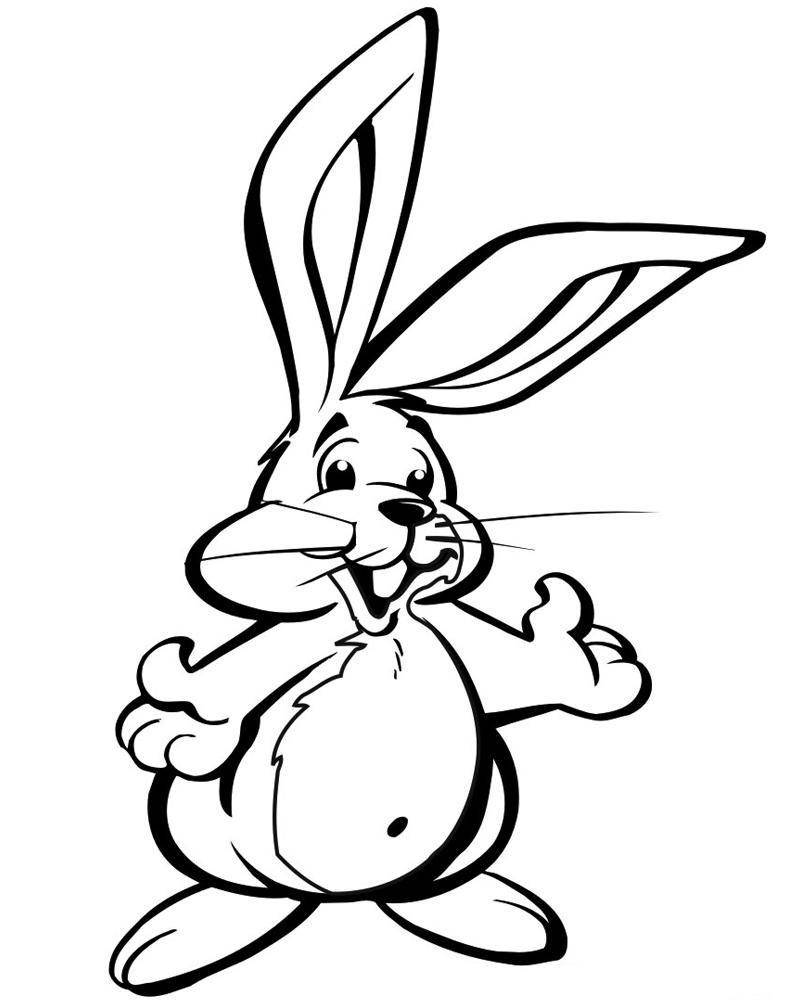Название: Раскраска Рисунок довольного зайчика. Категория: домашние животные. Теги: заяц, кролик.
