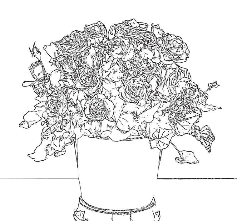 Название: Раскраска Розы в корзине. Категория: цветы. Теги: цветы, розы, корзина.