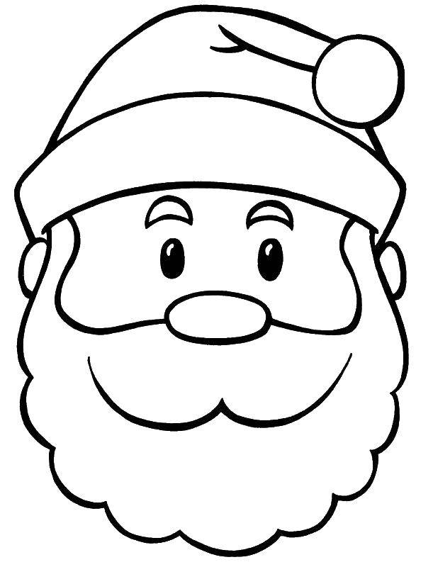 Название: Раскраска Санта клаус в шапочке. Категория: Рождество. Теги: Рождество, Санта Клаус.