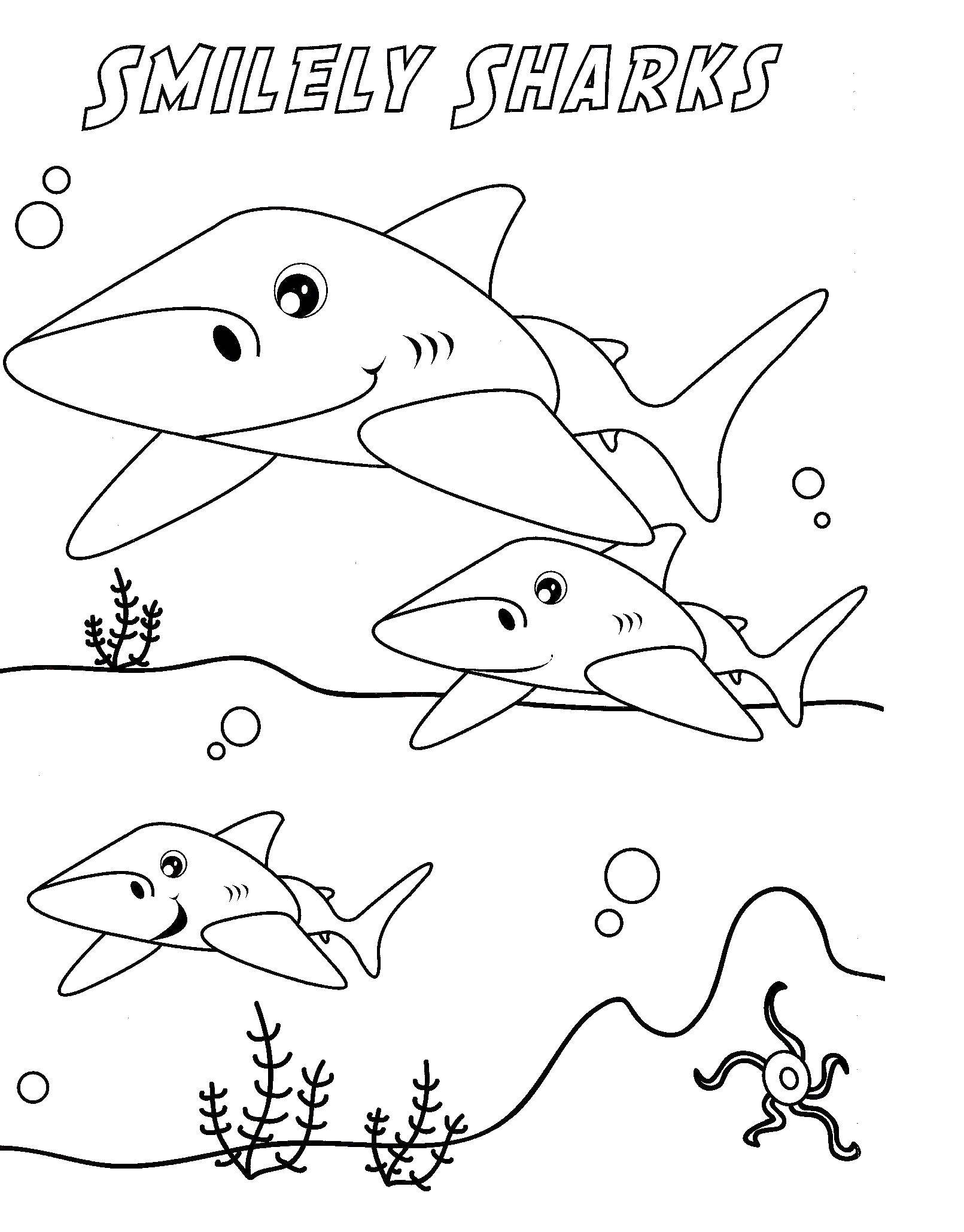 Coloring A hundred sharks. Category marine. Tags:  Underwater world.