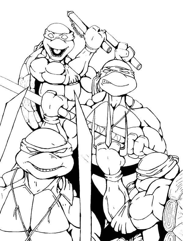 Coloring Each of the turtles their weapons. Category teenage mutant ninja turtles. Tags:  Comics, Teenage Mutant Ninja Turtles.