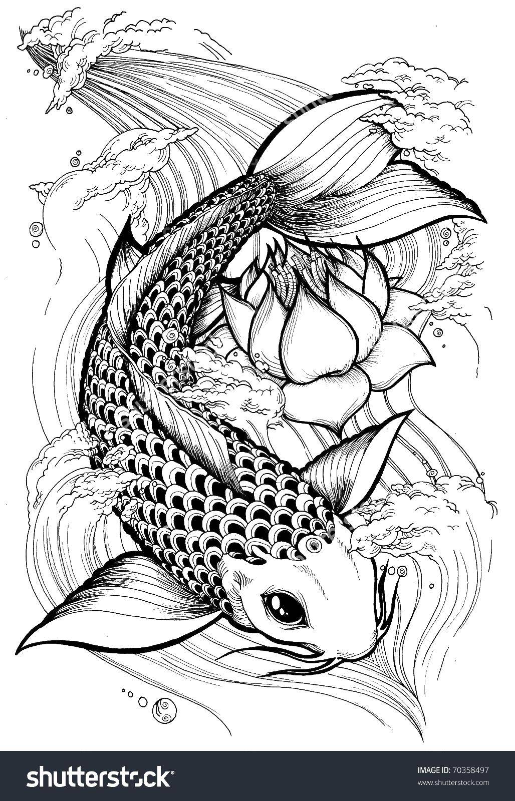 Coloring Patterned carp. Category coloring. Tags:  Underwater world, fish.