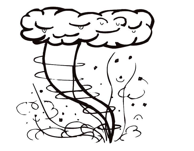 Опис: розмальовки  Хмара і торнадо. Категорія: розмальовки. Теги:  Торнадо.