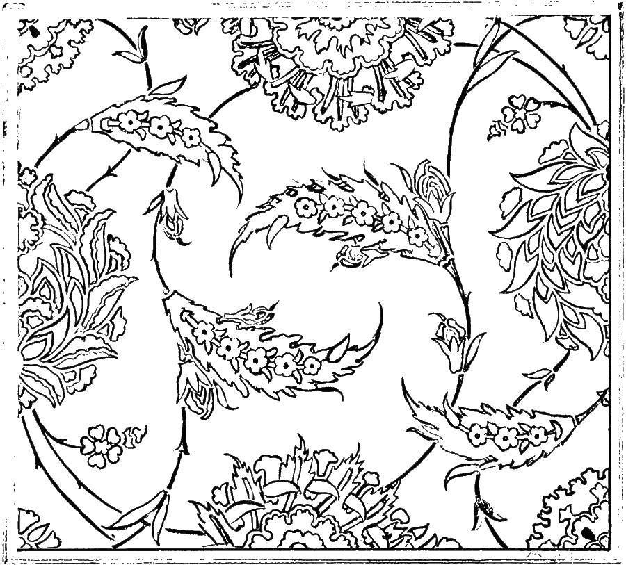 Опис: розмальовки  Візерункове тканина. Категорія: візерунки. Теги:  візерунки, квіти.