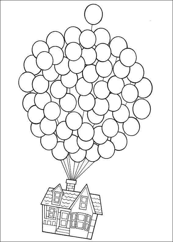 Название: Раскраска Дом на шариках. Категория: дома. Теги: дома, шарики.