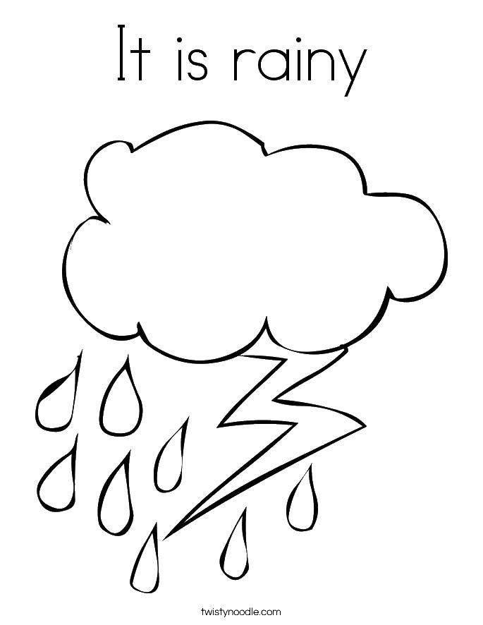 Название: Раскраска Это дождик. Категория: Дождь. Теги: Дождь, тучи.