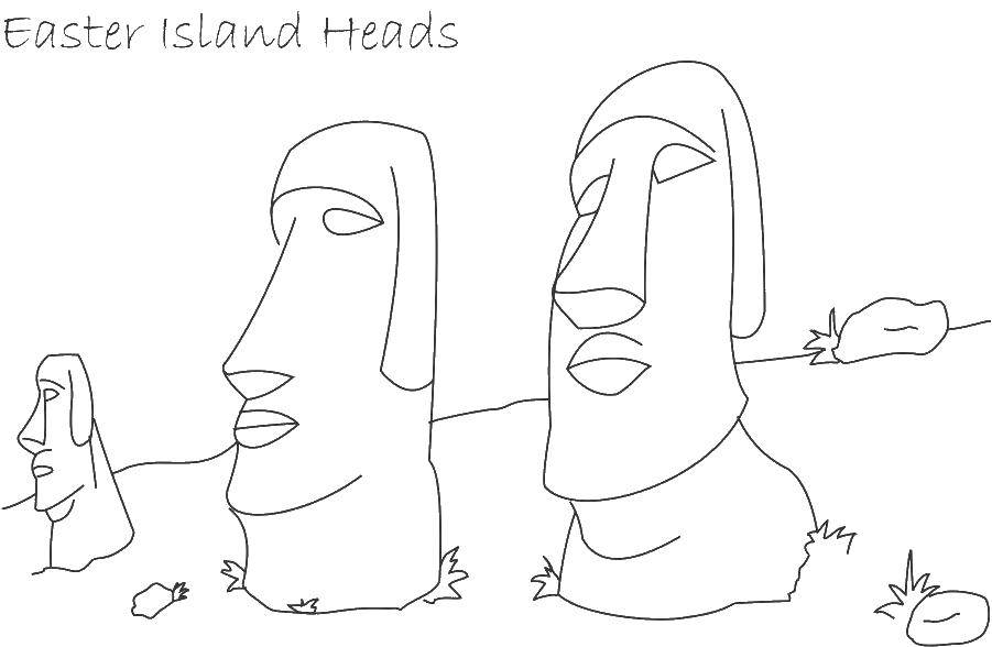 Coloring The heads of Easter island. Category The Wonders Of The World . Tags:  The wonders of the world .