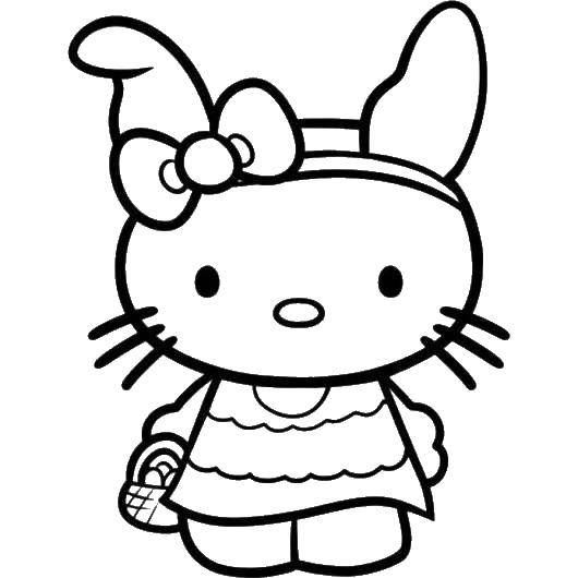Coloring Hello kitty with ears of a rabbit. Category Hello Kitty. Tags:  Hello kitty, rabbit.