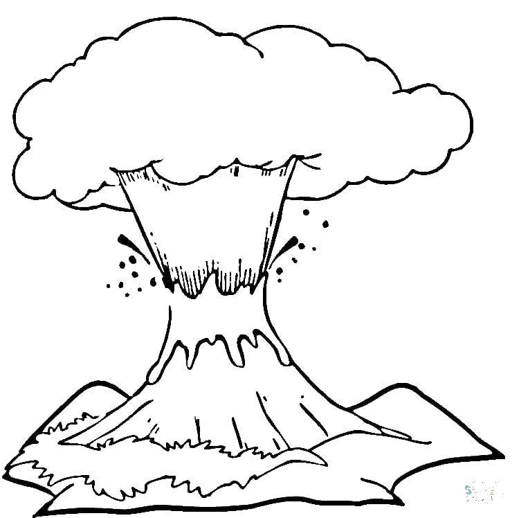 Название: Раскраска Извержение огромного вулкана. Категория: Вулкан. Теги: Вулкан, природа.
