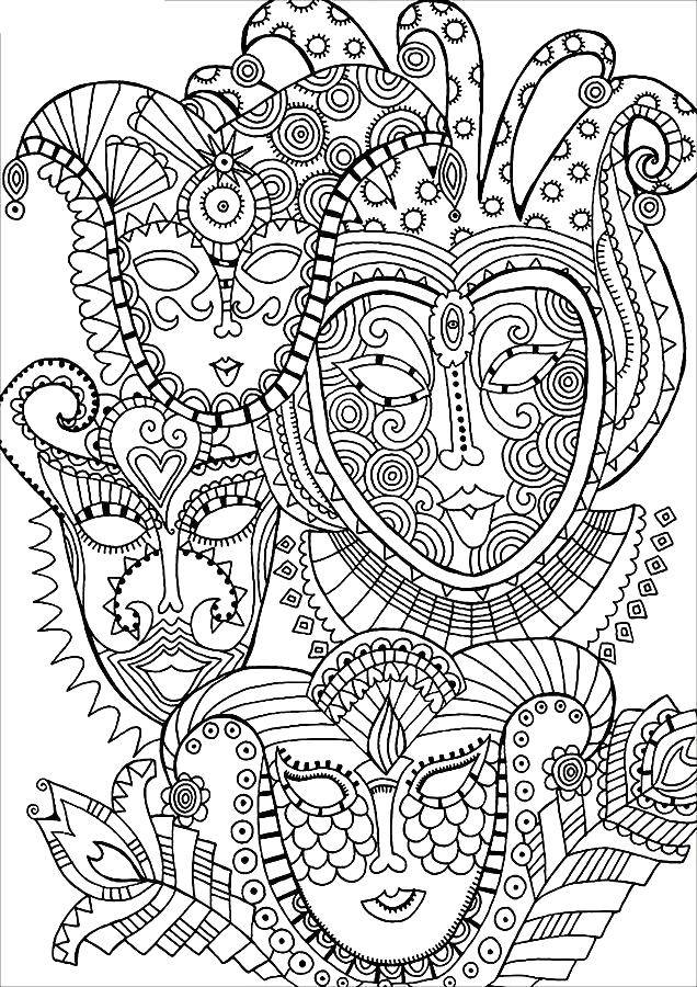Coloring Beautiful masks with patterns. Category patterns. Tags:  Patterns, geometric, mask.