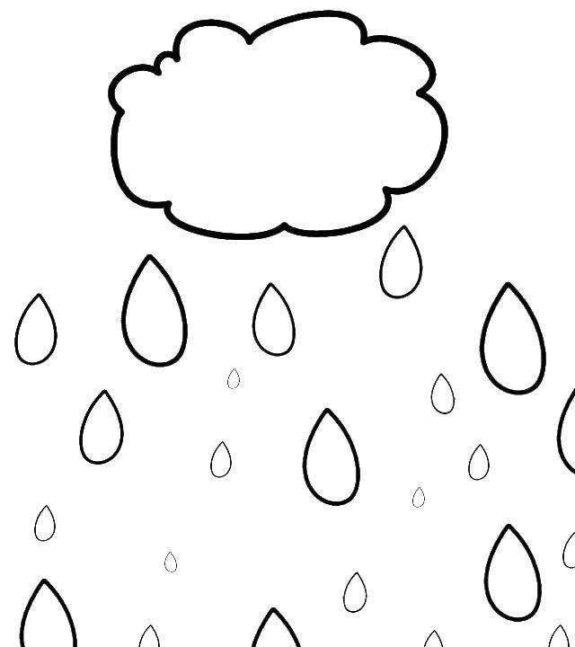 Coloring Big drops of rain. Category Rain. Tags:  Rain, clouds.
