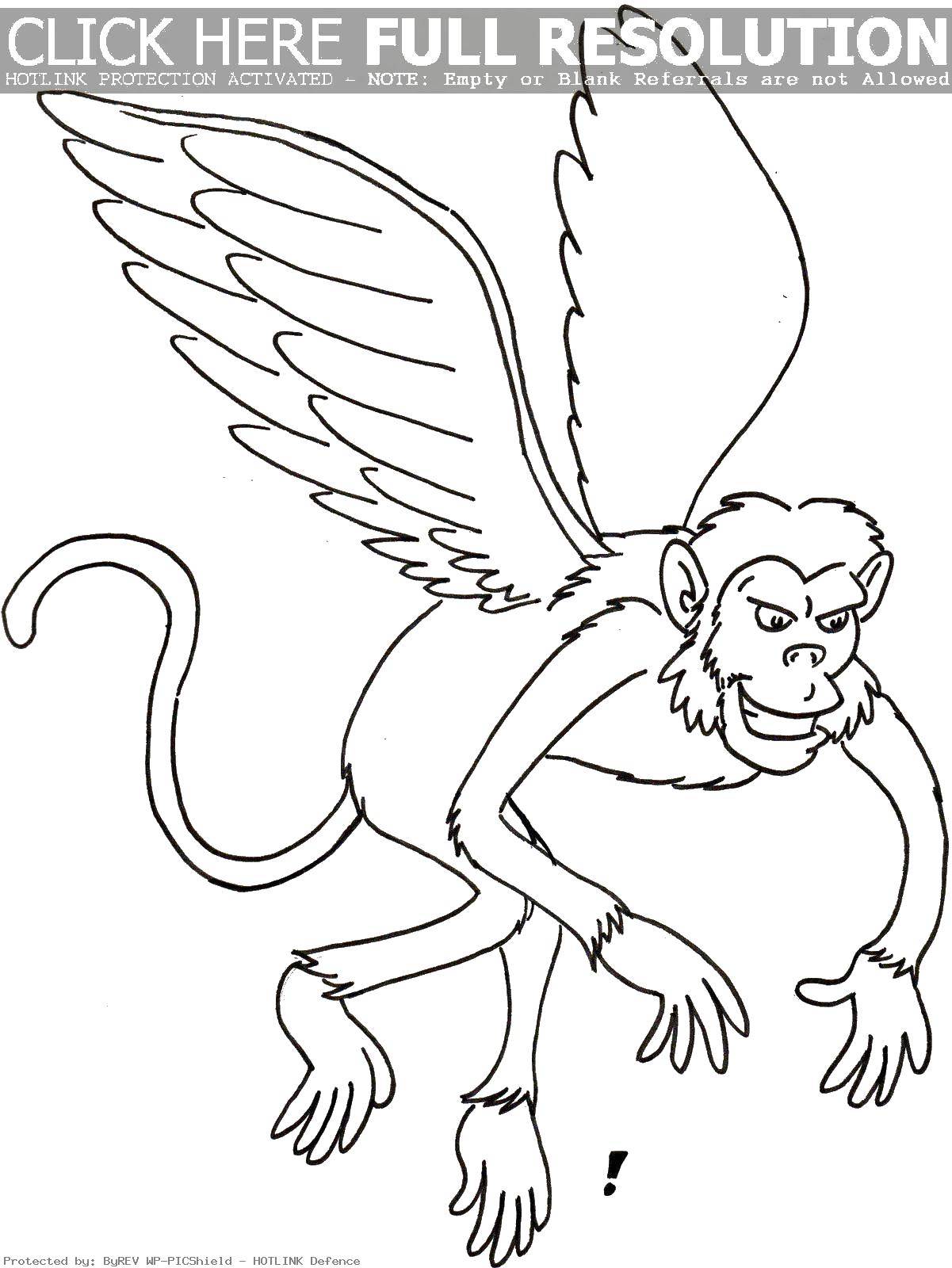 Название: Раскраска Обезьяна с крыльями. Категория: Волшебные создания. Теги: Волшебное создание.