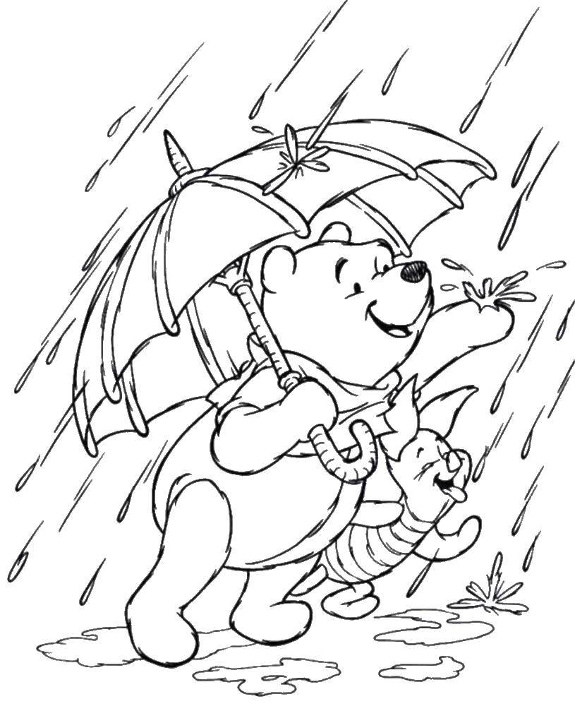 Название: Раскраска Ребята рады дождю. Категория: Дождь. Теги: Дождь, зонт, осень.