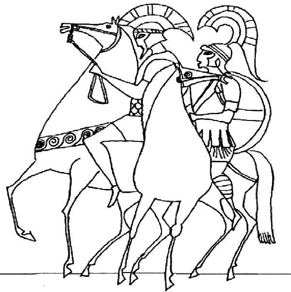 Название: Раскраска Римляне на конях. Категория: Рыцари. Теги: рыцари, римляне, кони, Рим.