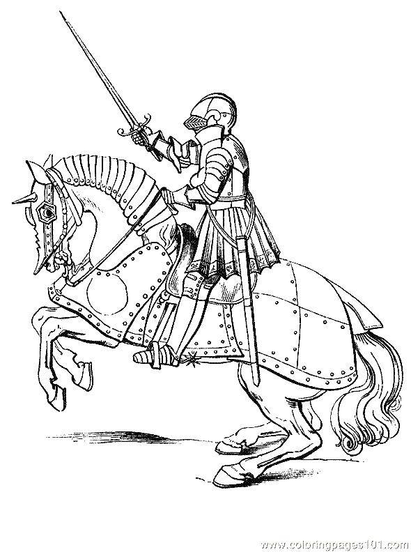 Coloring Knight on horse. Category Knights . Tags:  knights , armour, horses.