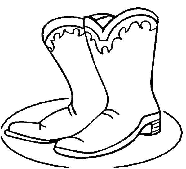 Coloring Boots, cowboy. Category shoes. Tags:  Shoes, boots.