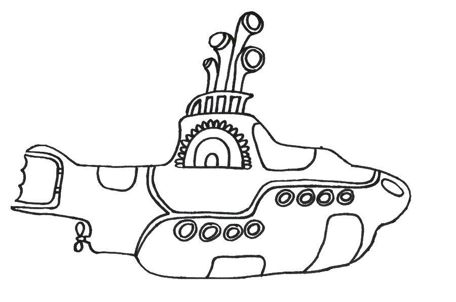Название: Раскраска Субмарина, вода. Категория: подводная лодка. Теги: Подводный мир.
