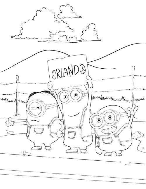 Coloring Three mironica. Category the minions. Tags:  minions, cartoons.