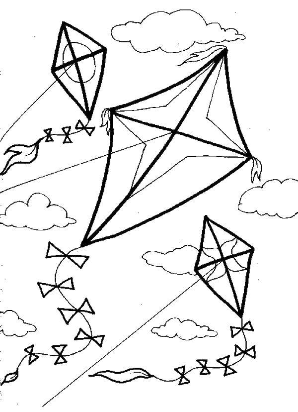 Coloring Kites in flight. Category a kite. Tags:  Kites.