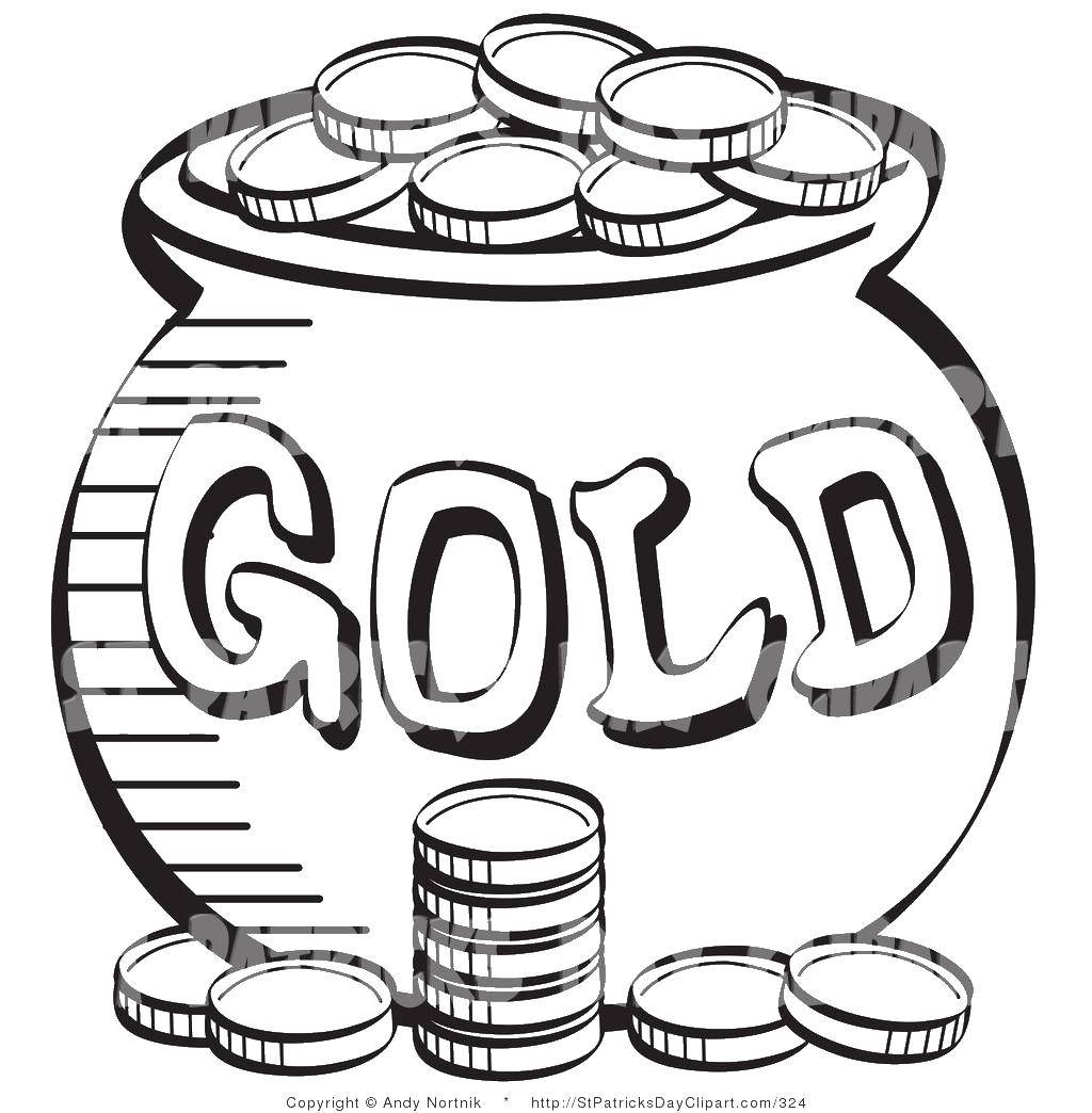 pot of gold coins coloring page