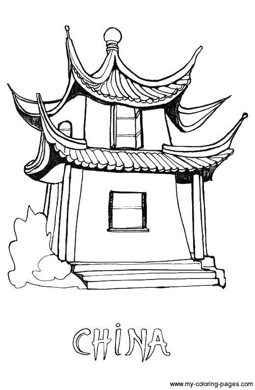 Розмальовки  Китайський будиночок. Завантажити розмальовку Китай.  Роздрукувати ,Китай,