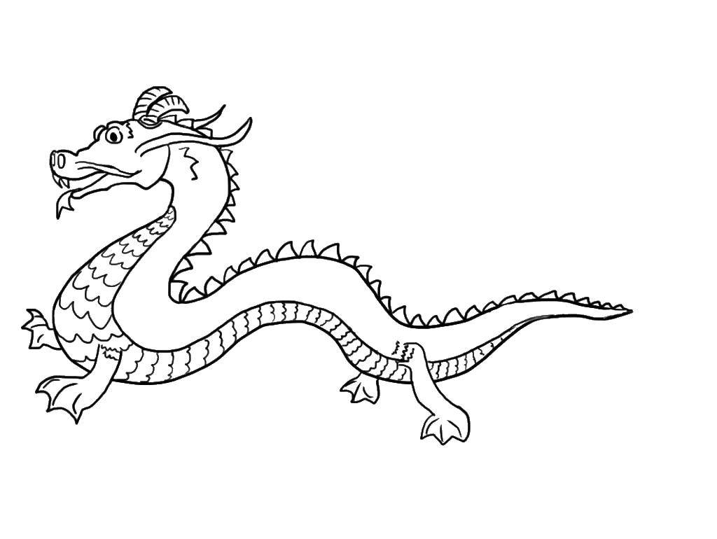 Розмальовки  Китайський дракон. Завантажити розмальовку Дракони, дракон.  Роздрукувати ,Китай,