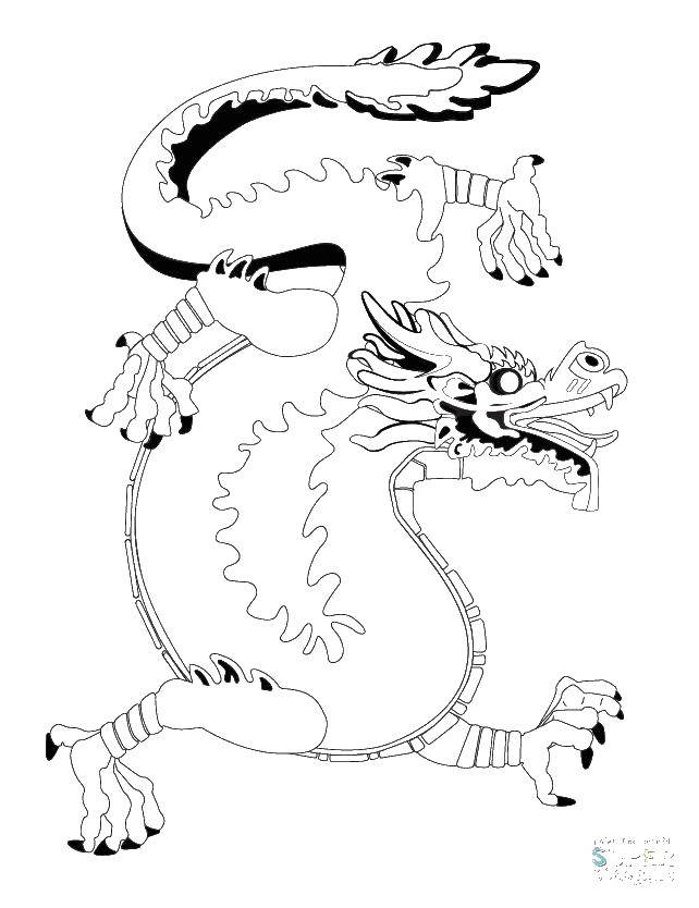 Розмальовки  Китайський дракон. Завантажити розмальовку Китай, дракони, дракон.  Роздрукувати ,Китай,