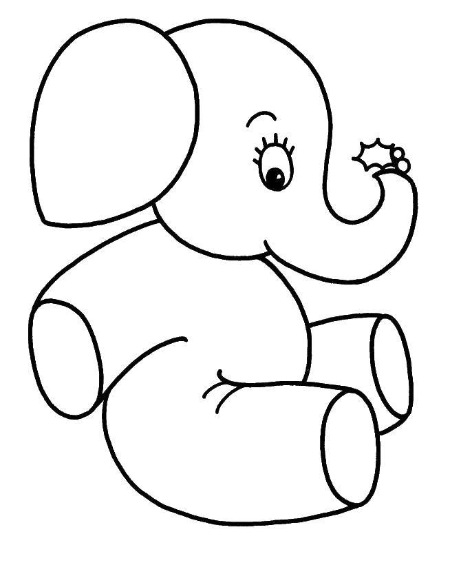 Розмальовки  Слоник з омелою. Завантажити розмальовку Тварини, слоненя.  Роздрукувати ,розмальовки,