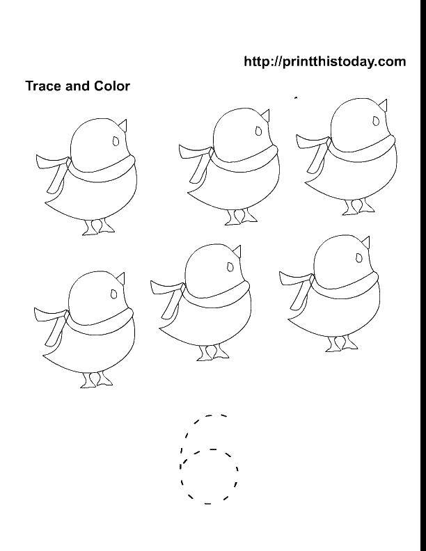 Coloring 6 Chicks. Category birds. Tags:  birds, nestlings, 6.