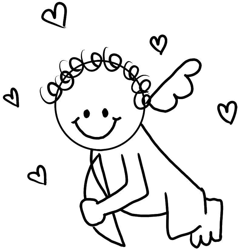 Coloring Angel. Category angels. Tags:  angels, angel, hearts.