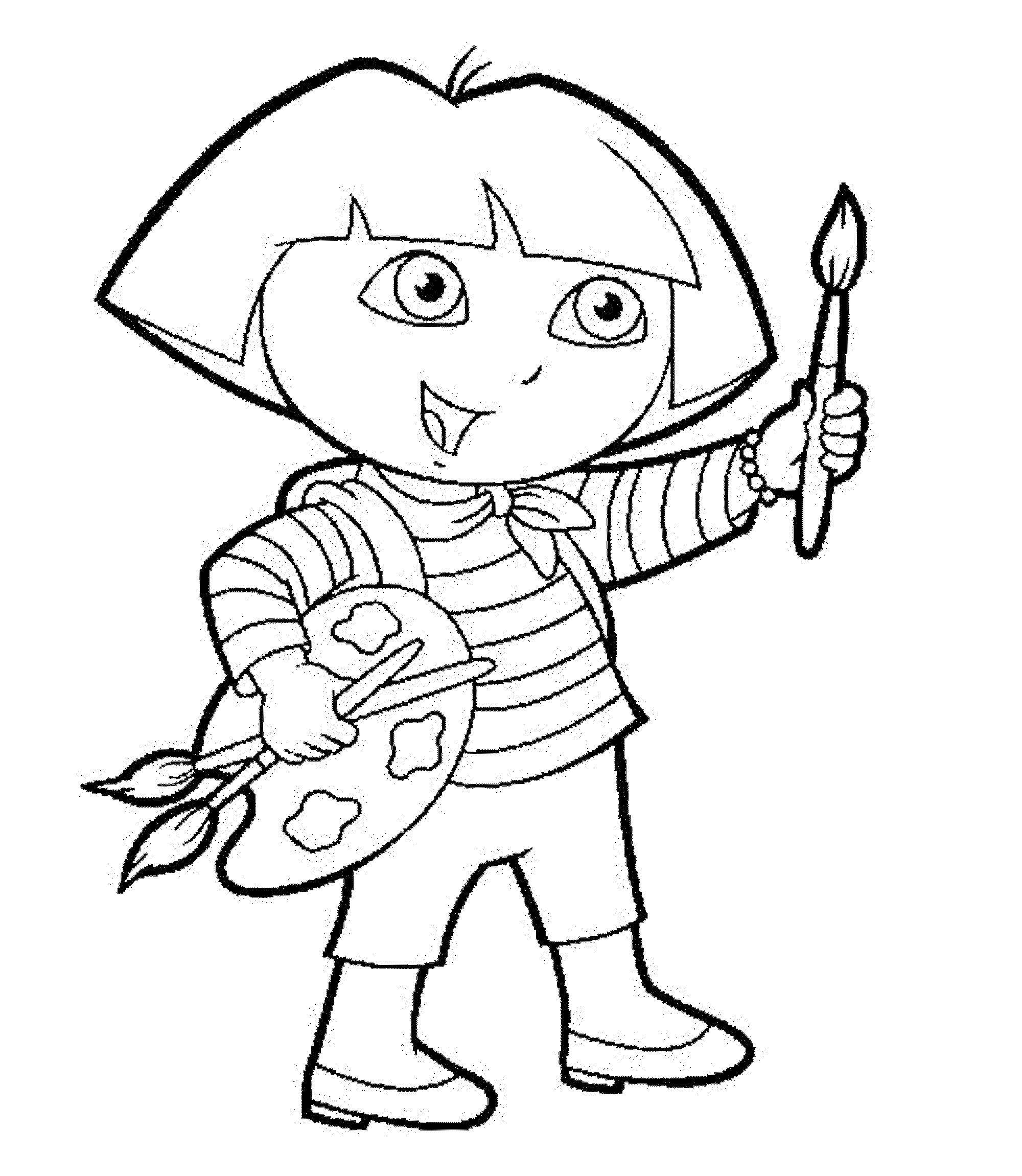 Coloring Dasha traveler with paints. Category Dora. Tags:  Dasha, slipper.