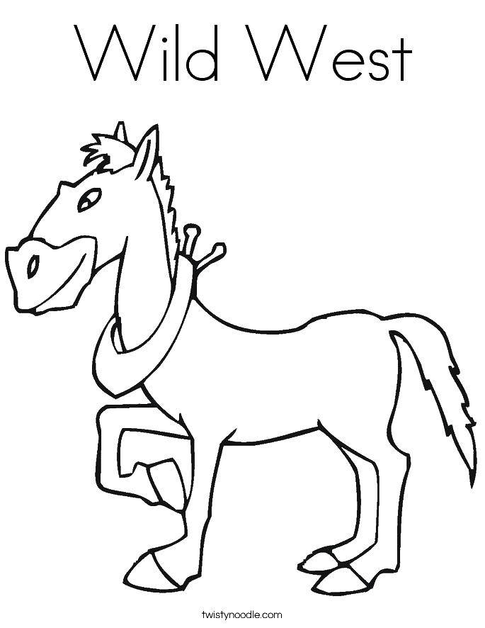 Coloring Wild West, horse. Category English. Tags:  English.