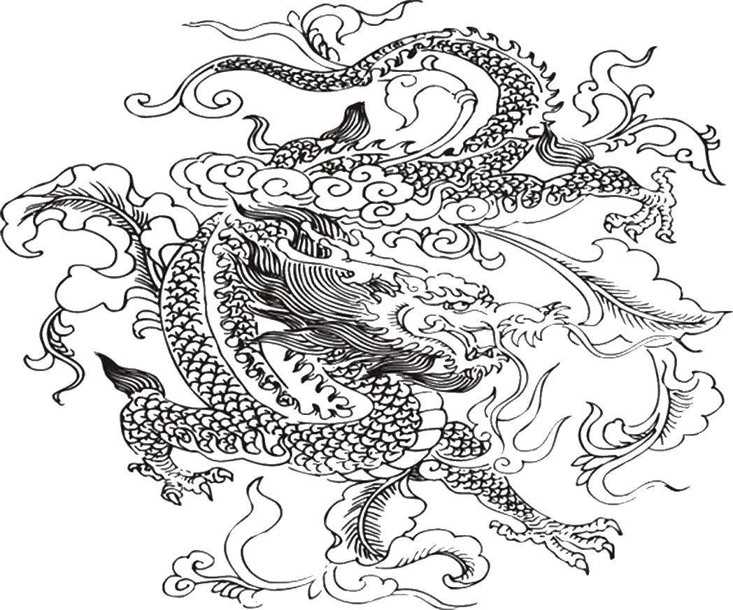 Название: Раскраска Дракоша, китай. Категория: Китай. Теги: Драконы.
