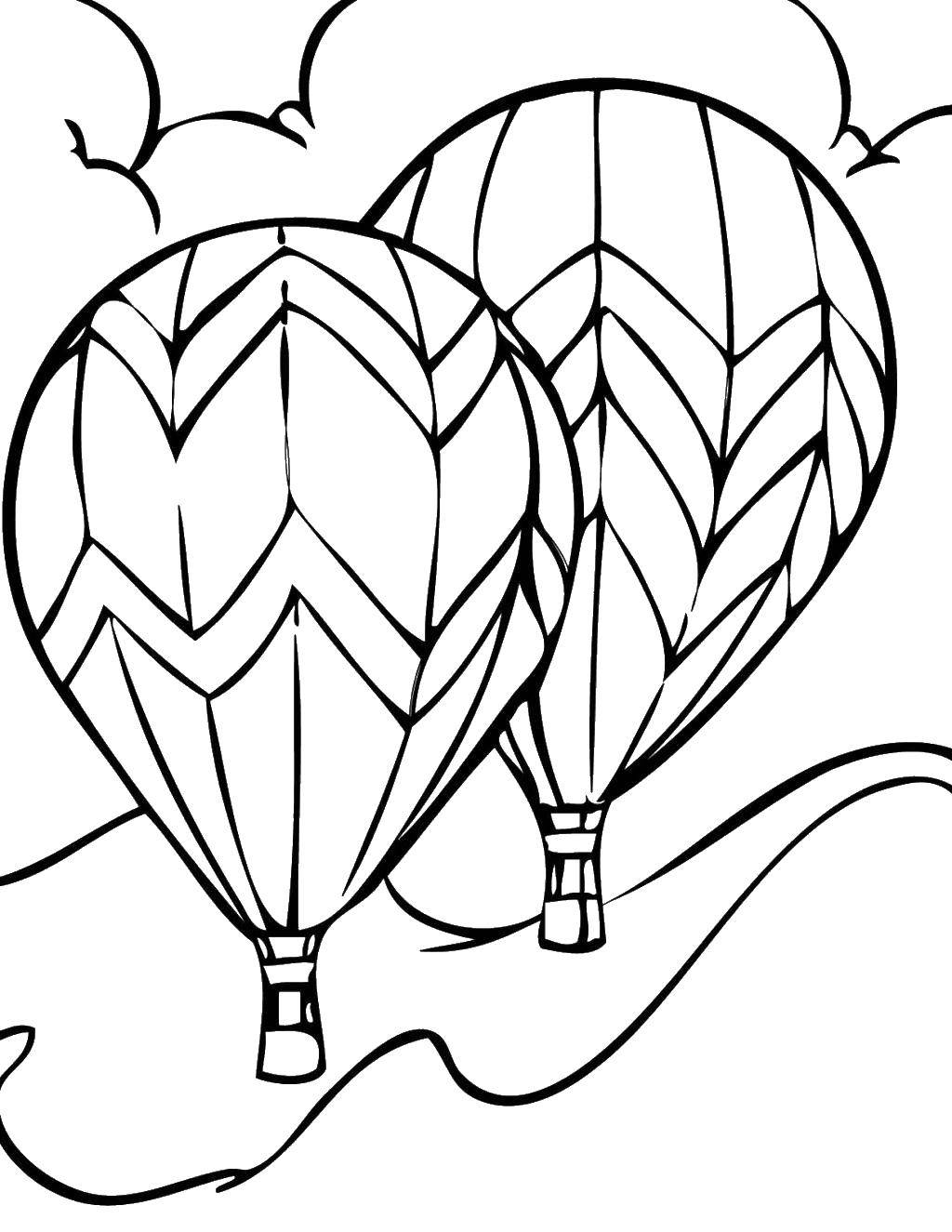 Название: Раскраска Два воздушных шара. Категория: воздушный шар. Теги: Воздушные шарики.