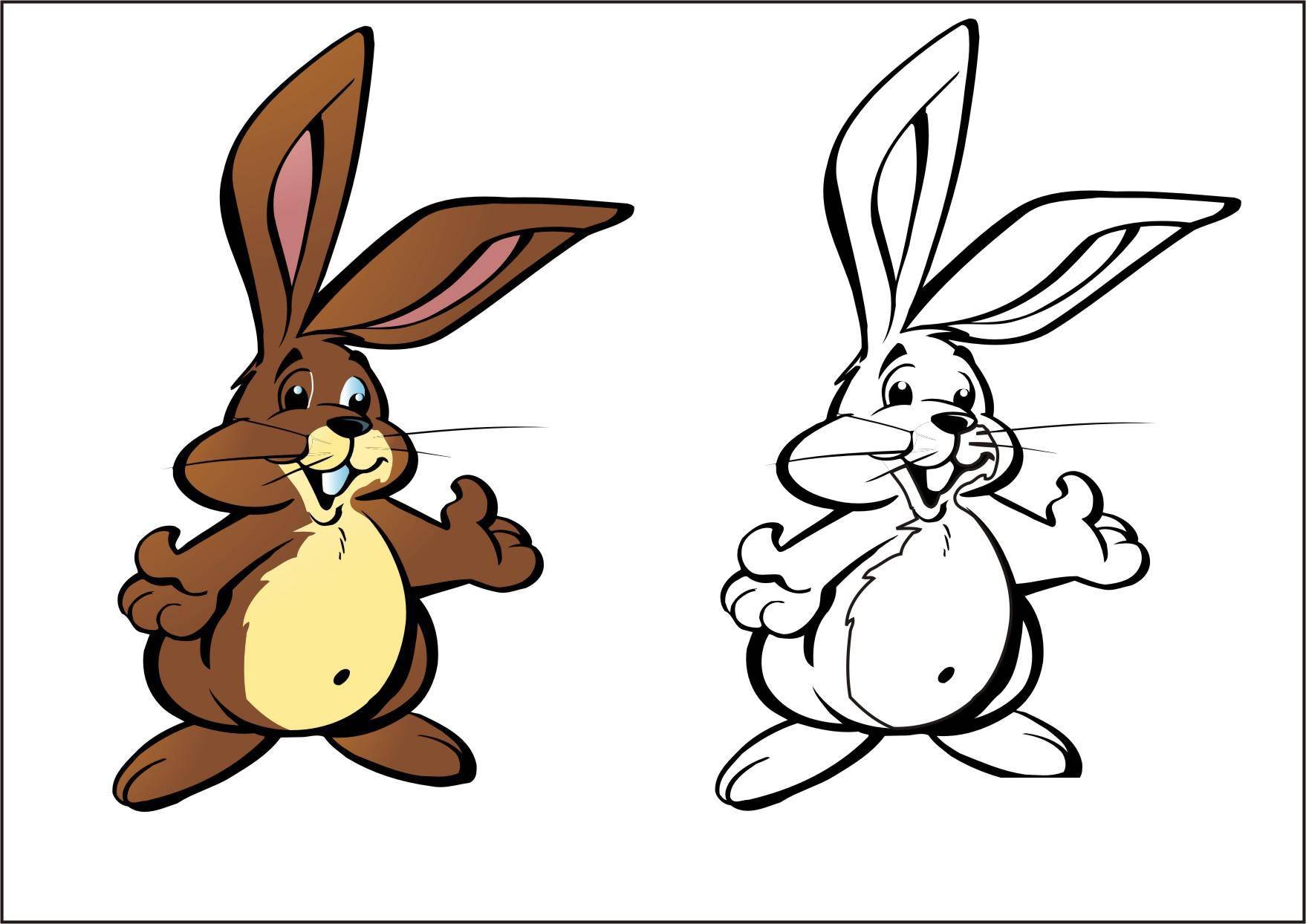 Название: Раскраска Два зайчика. Категория: домашние животные. Теги: заяц, кролик.