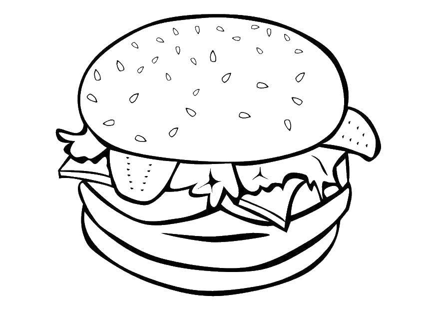 Название: Раскраска Гамбургер. Категория: Еда. Теги: фастфуд, гамбургеры, еда.