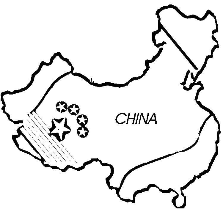 Название: Раскраска Китай, карта. Категория: Китай. Теги: Карта, мир.