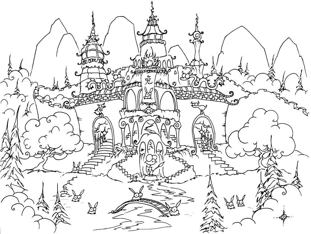 Название: Раскраска Китайский замок. Категория: Китай. Теги: китай, замки, страны.