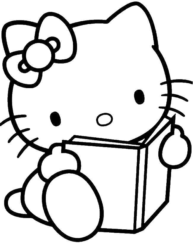 Coloring Kitty reads a book. Category Hello Kitty. Tags:  Kitty, book.